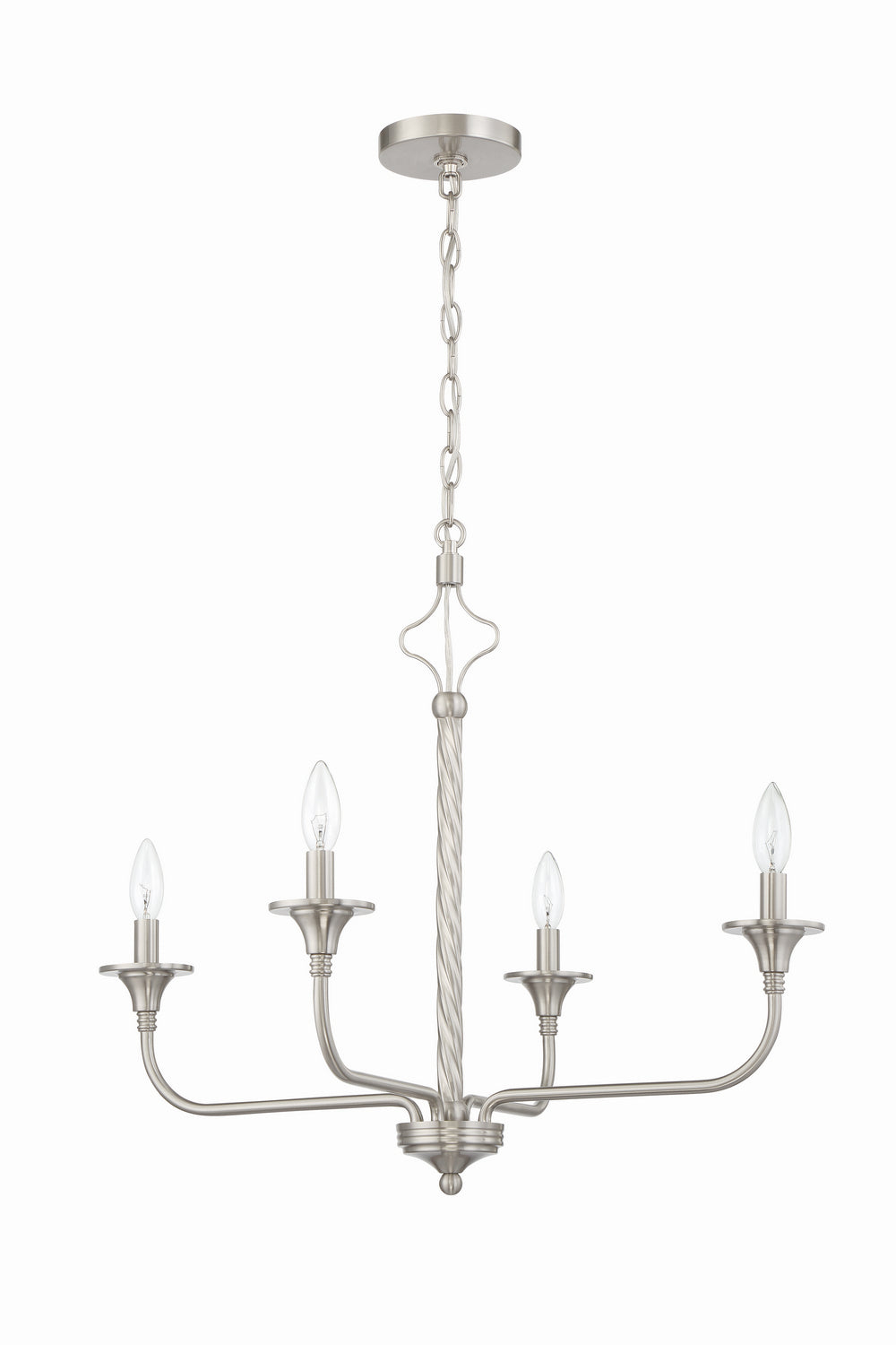Jolenne Four Light Chandelier in Brushed Polished Nickel - available from The Lighting Shoppe, trusted by Canadian homeowners