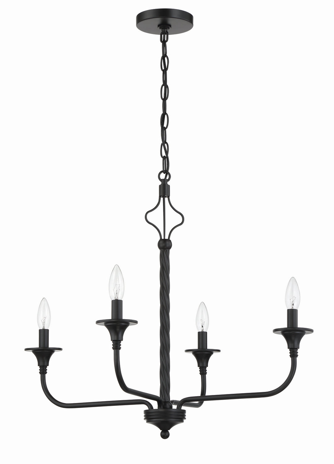 Jolenne Four Light Chandelier in Flat Black - available from The Lighting Shoppe, trusted by Canadian homeowners