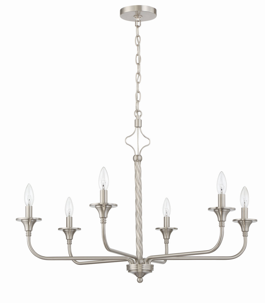 Jolenne Six Light Chandelier in Brushed Polished Nickel - available from The Lighting Shoppe, trusted by Canadian homeowners