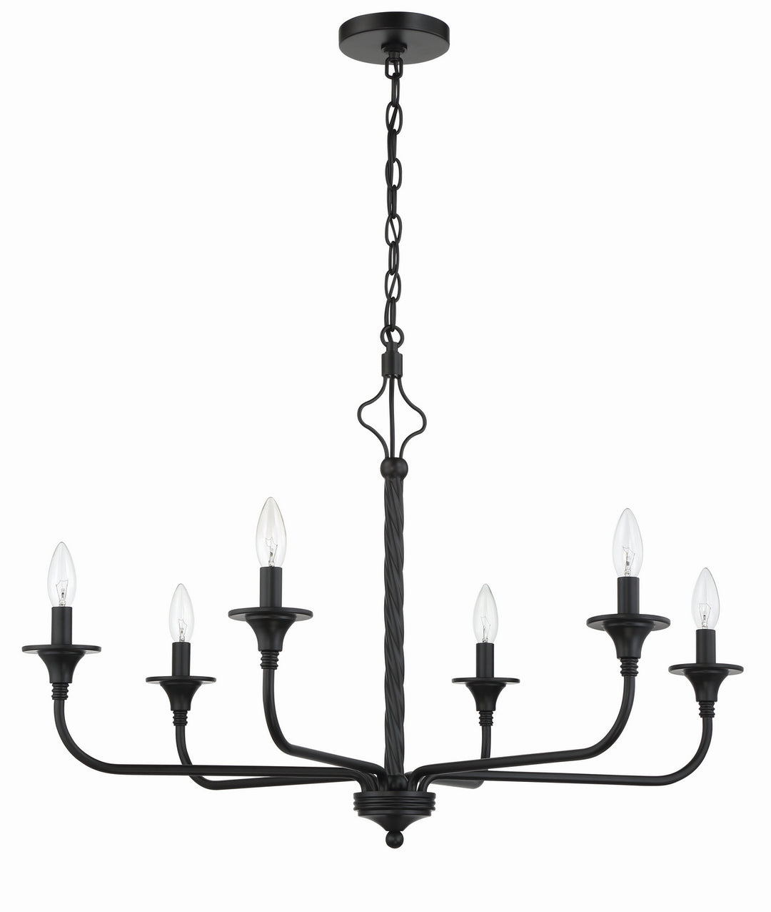 Jolenne Six Light Chandelier in Flat Black - available from The Lighting Shoppe, trusted by Canadian homeowners