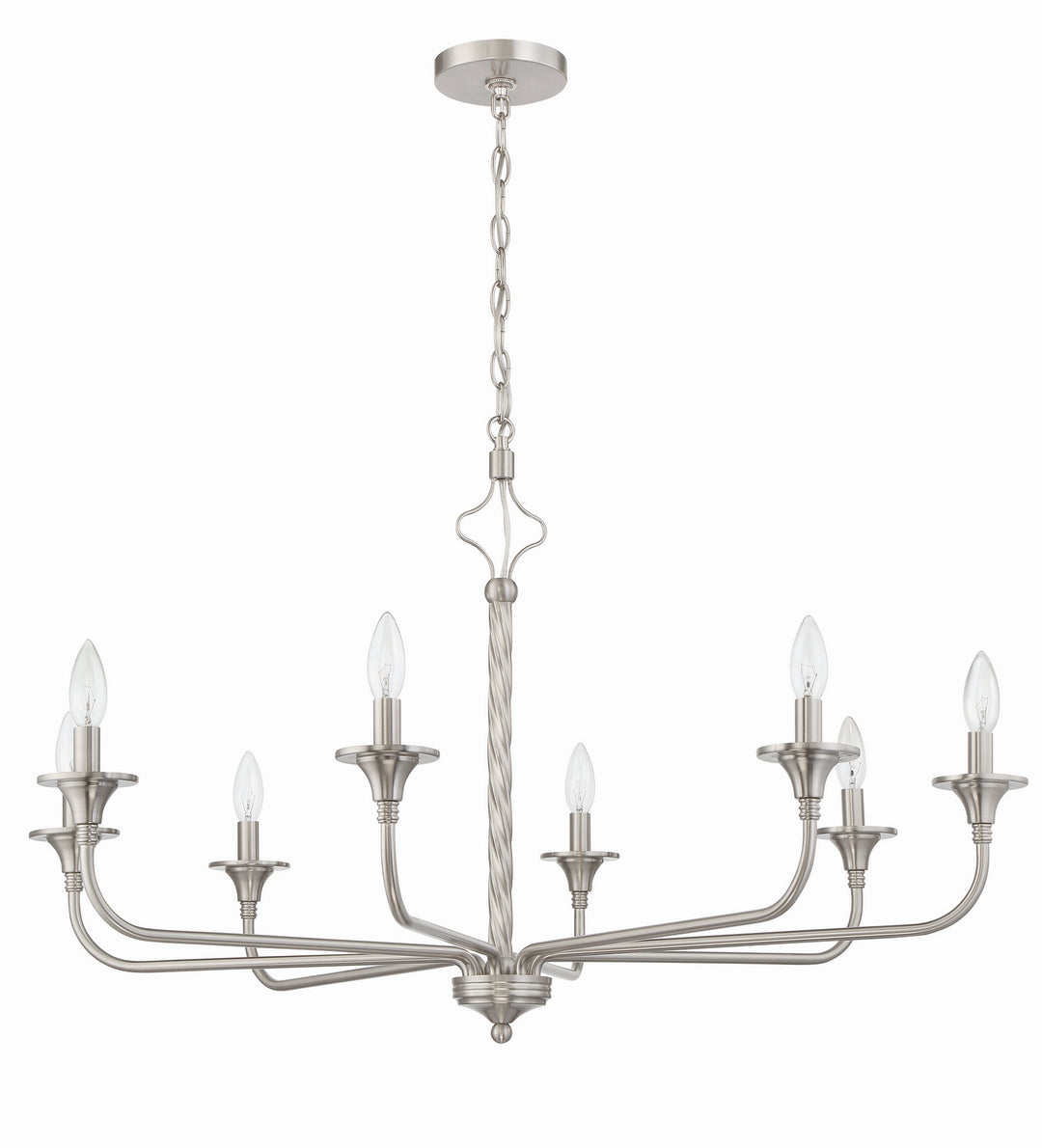 Jolenne Eight Light Chandelier in Brushed Polished Nickel - available from The Lighting Shoppe, trusted by Canadian homeowners