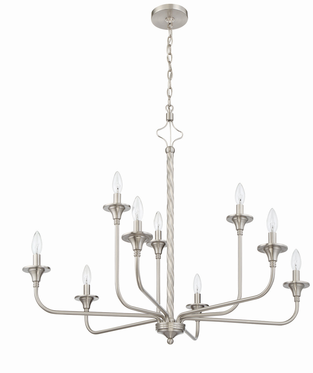 Jolenne Nine Light Chandelier in Brushed Polished Nickel - available from The Lighting Shoppe, trusted by Canadian homeowners