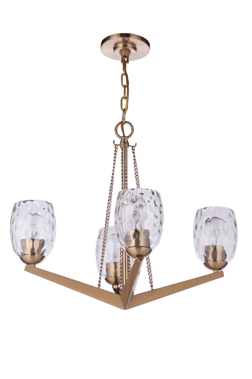 Guiding Star Four Light Chandelier in Satin Brass - available from The Lighting Shoppe, trusted by Canadian homeowners