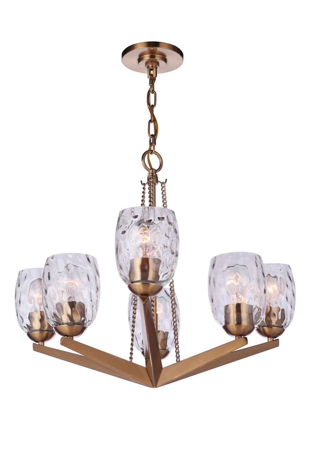 Guiding Star Six Light Chandelier in Satin Brass - available from The Lighting Shoppe, trusted by Canadian homeowners