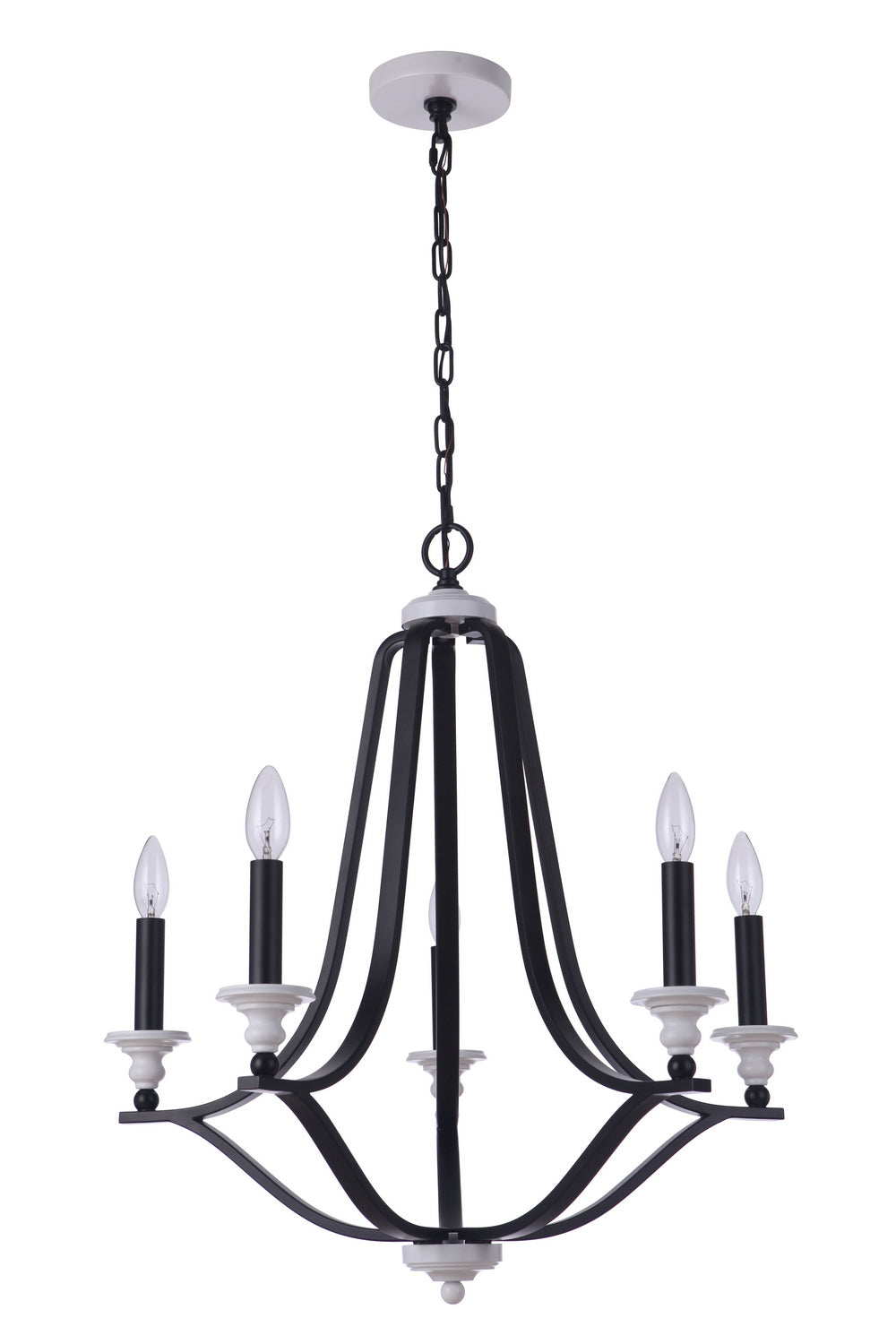 Esme Five Light Chandelier in Flat Black / Matte White - available from The Lighting Shoppe, trusted by Canadian homeowners