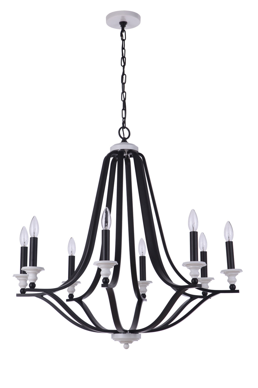 Esme Eight Light Chandelier in Flat Black / Matte White - available from The Lighting Shoppe, trusted by Canadian homeowners