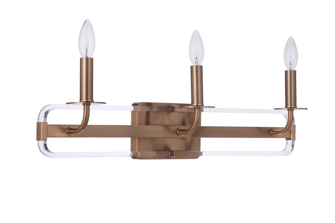Graclyn Three Light Vanity in Satin Brass - available from The Lighting Shoppe, trusted by Canadian homeowners