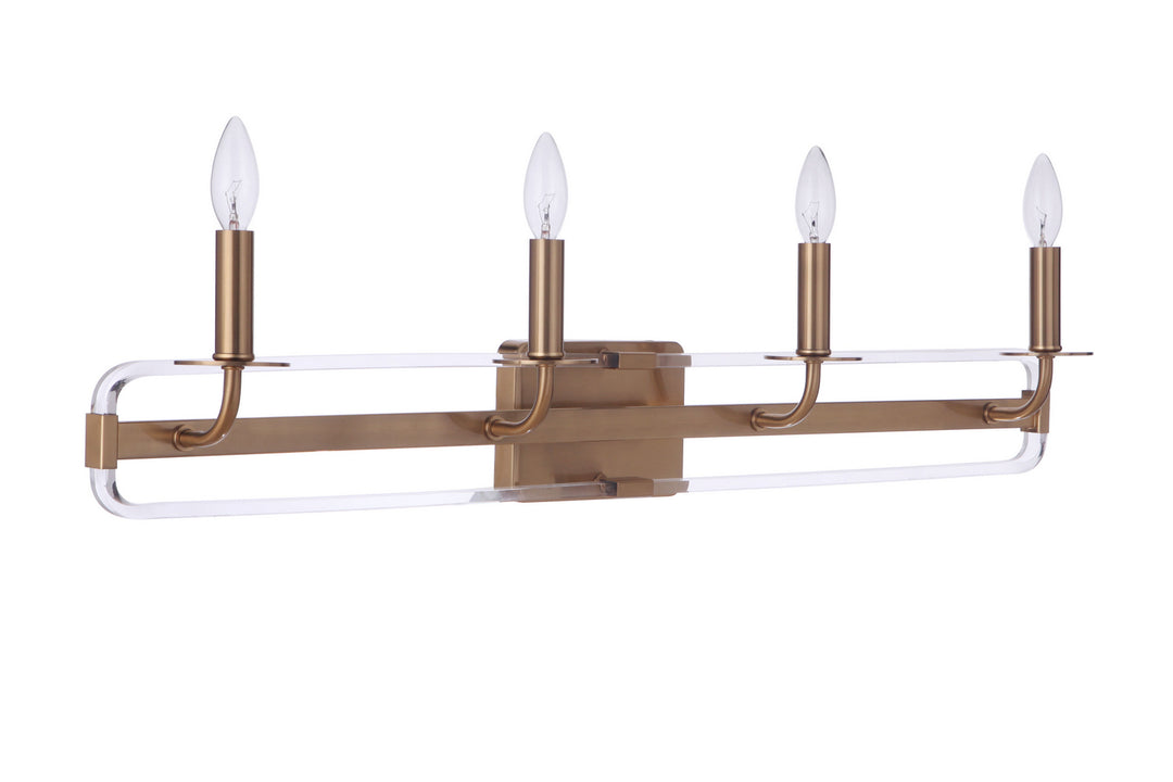 Graclyn Four Light Vanity in Satin Brass - available from The Lighting Shoppe, trusted by Canadian homeowners