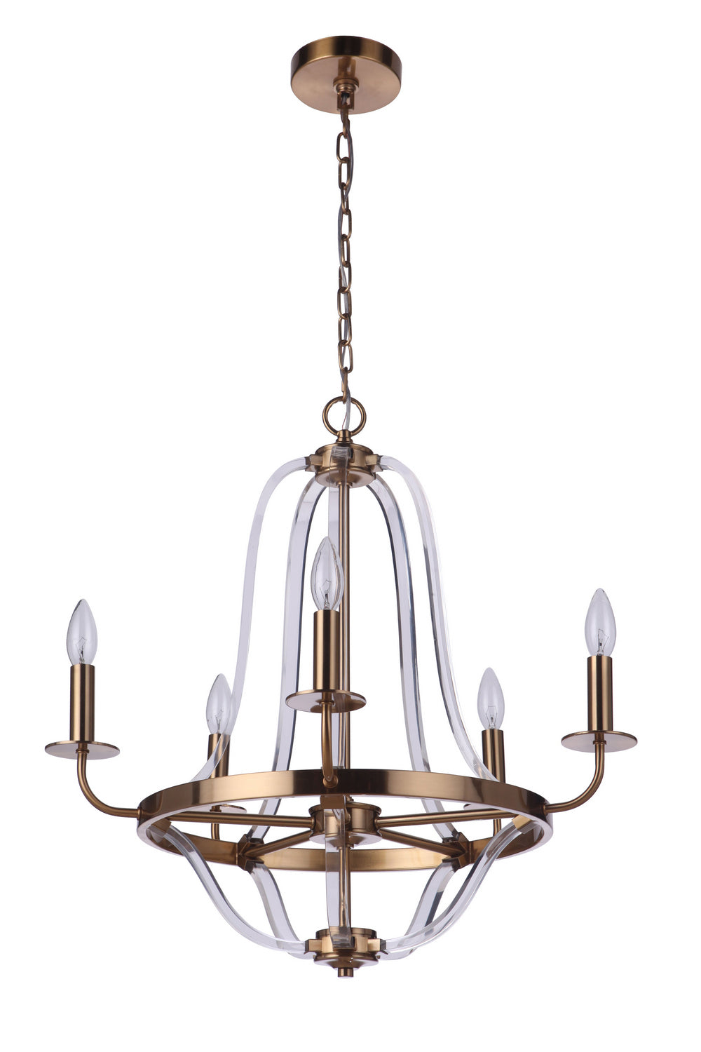 Graclyn Five Light Chandelier in Satin Brass - available from The Lighting Shoppe, trusted by Canadian homeowners