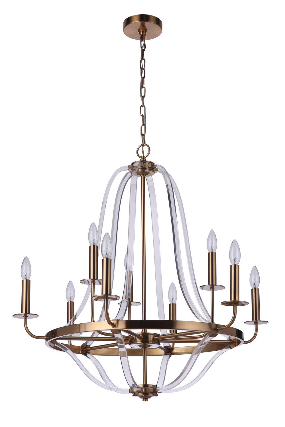 Graclyn Nine Light Chandelier in Satin Brass - available from The Lighting Shoppe, trusted by Canadian homeowners
