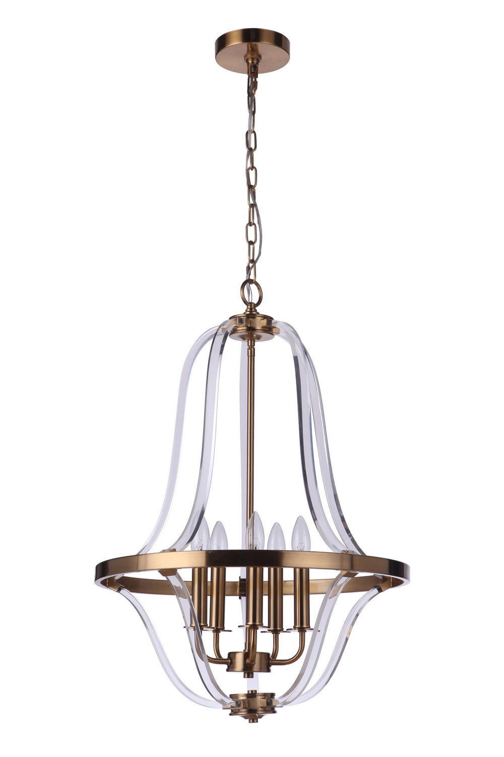 Graclyn Five Light Foyer Pendant in Satin Brass - available from The Lighting Shoppe, trusted by Canadian homeowners