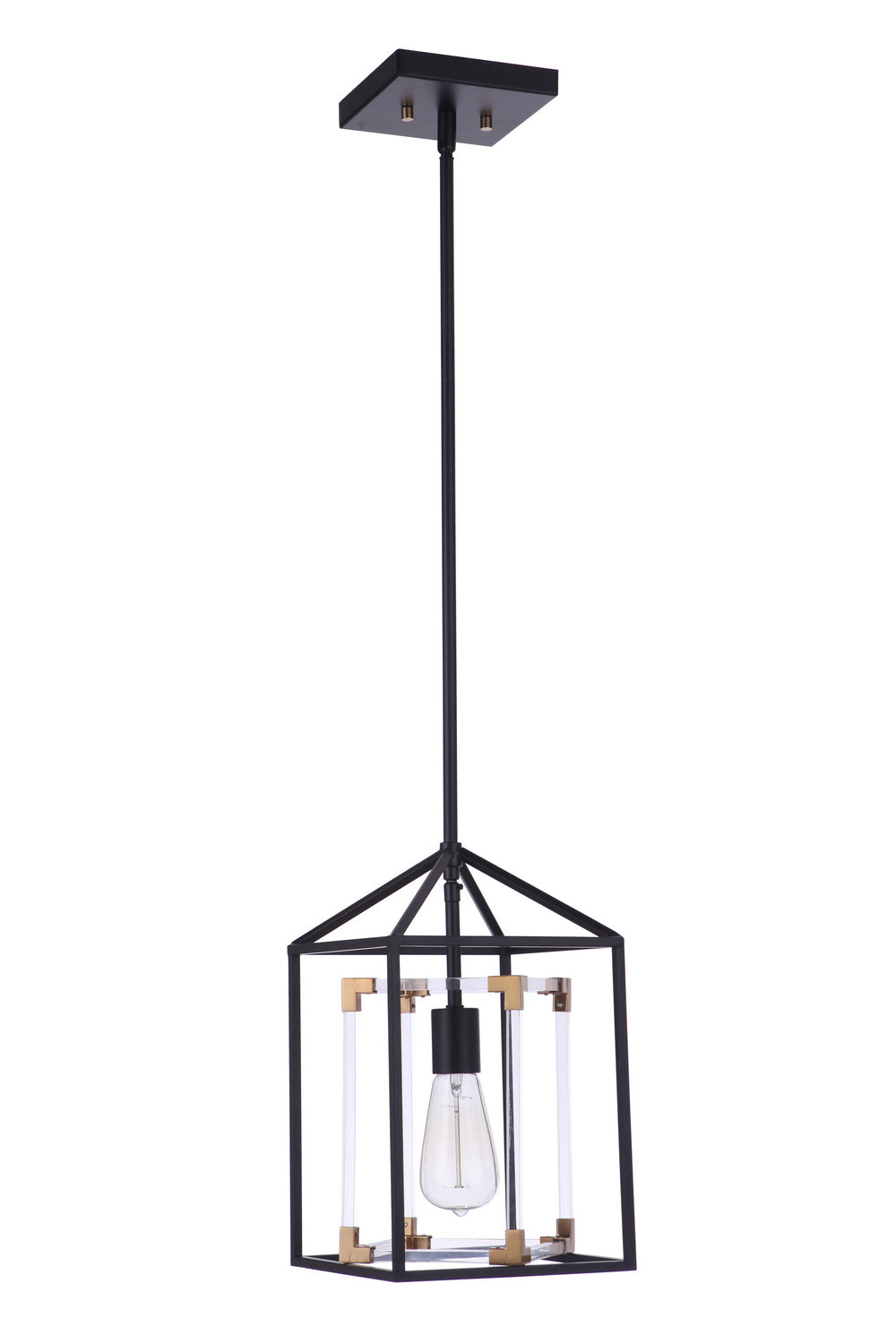 Aaron One Light Pendant in Flat Black/Satin Brass - available from The Lighting Shoppe, trusted by Canadian homeowners