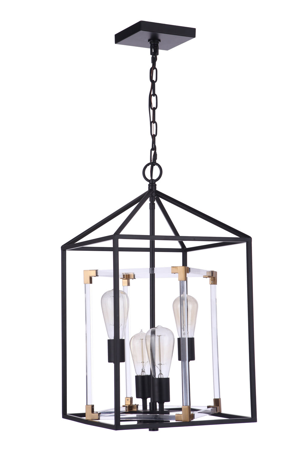 Aaron Four Light Foyer Pendant in Flat Black/Satin Brass - available from The Lighting Shoppe, trusted by Canadian homeowners