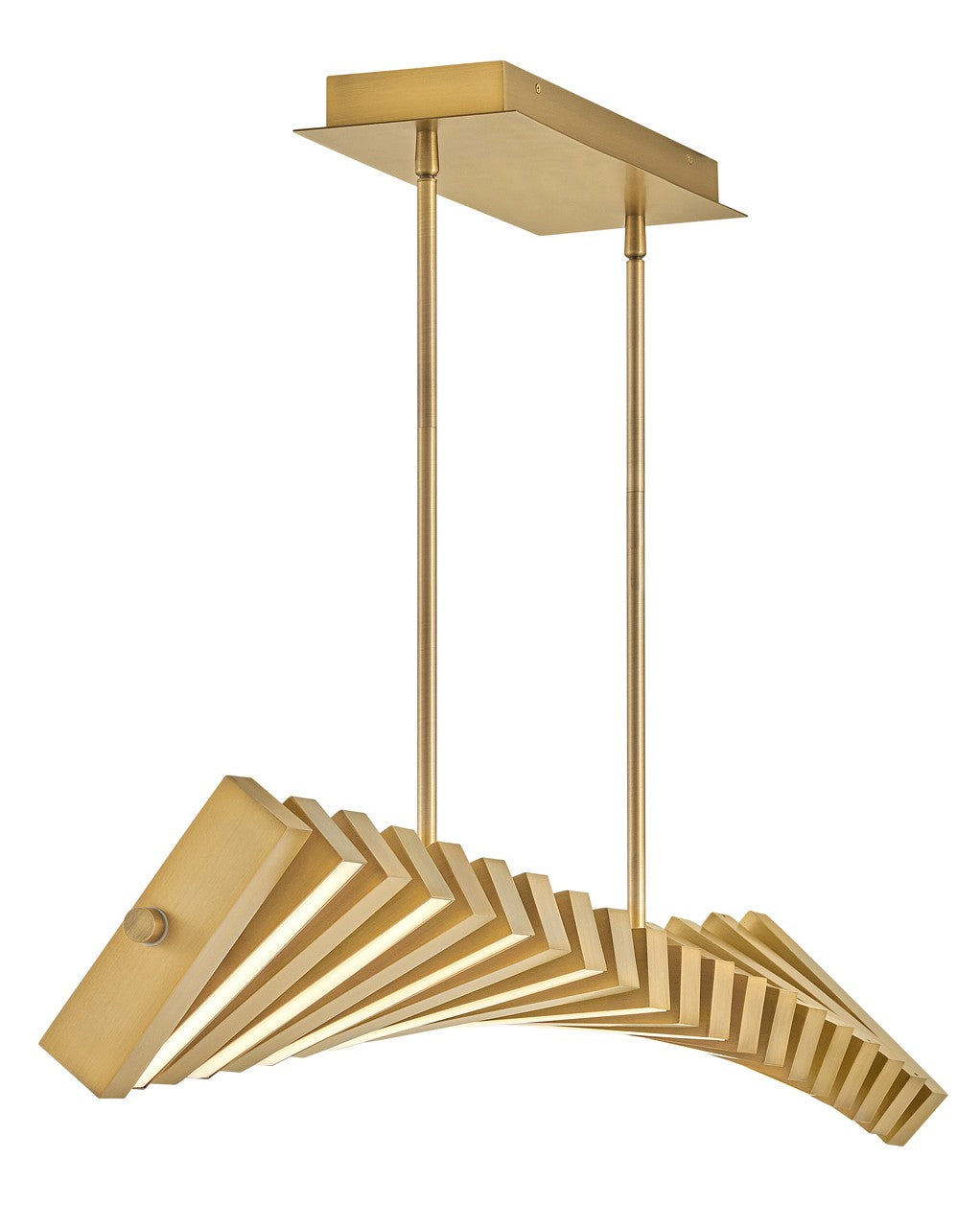 Stitch LED Linear Chandelier in Lacquered Brass - available from The Lighting Shoppe, trusted by Canadian homeowners
