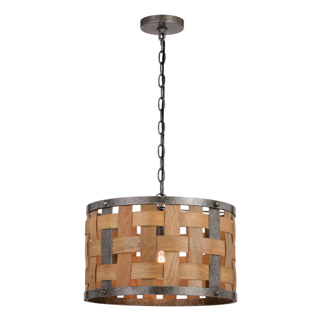 Norwood One Light Pendant in Vintage Steel and Distressed Wood