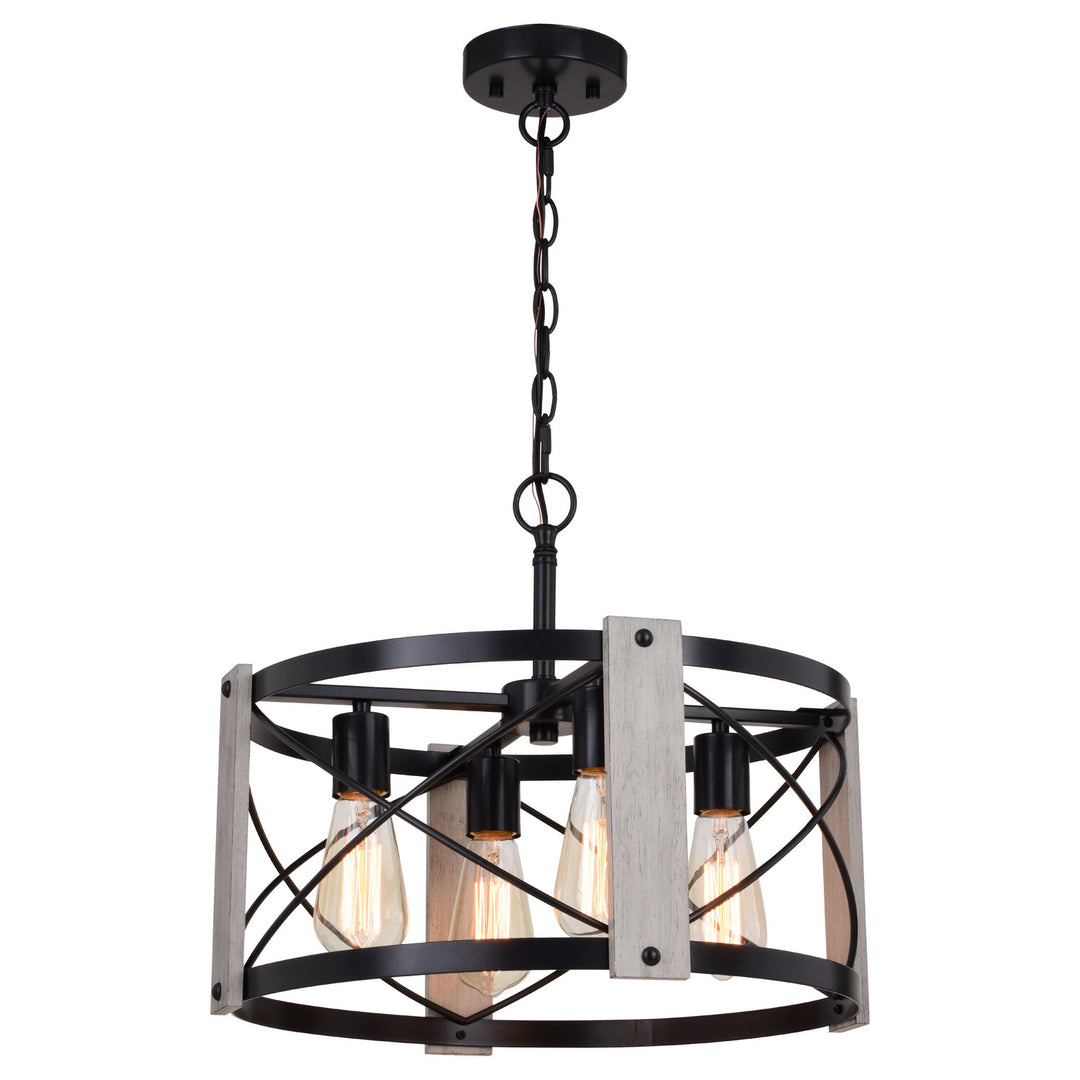 Burien Four Light Pendant in Black and Washed Ash