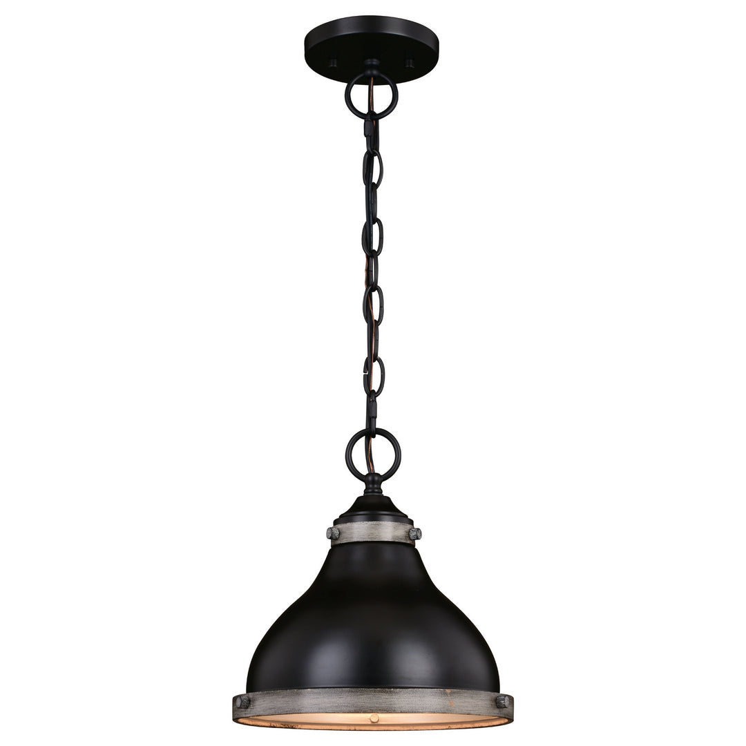 Sheffield One Light Pendant in New Bronze and Distressed Ash with Light Silver Inner