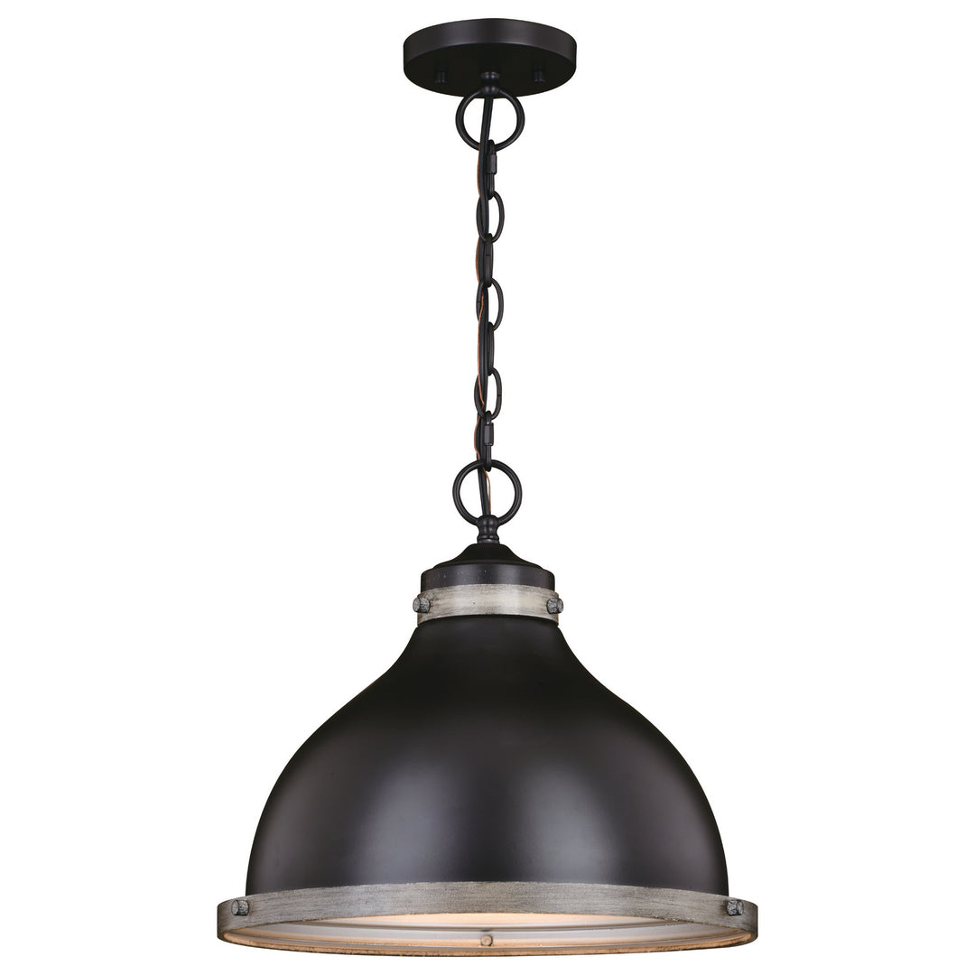 Sheffield One Light Pendant in New Bronze and Distressed Ash with Light Silver Inner