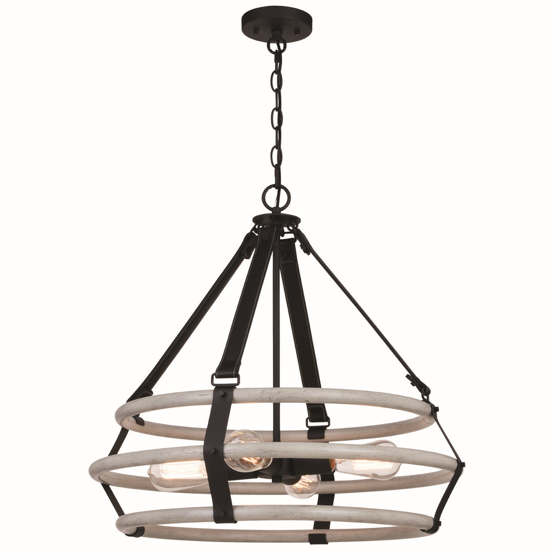 Taylor Four Light Pendant in Textured Black and Ash Gray