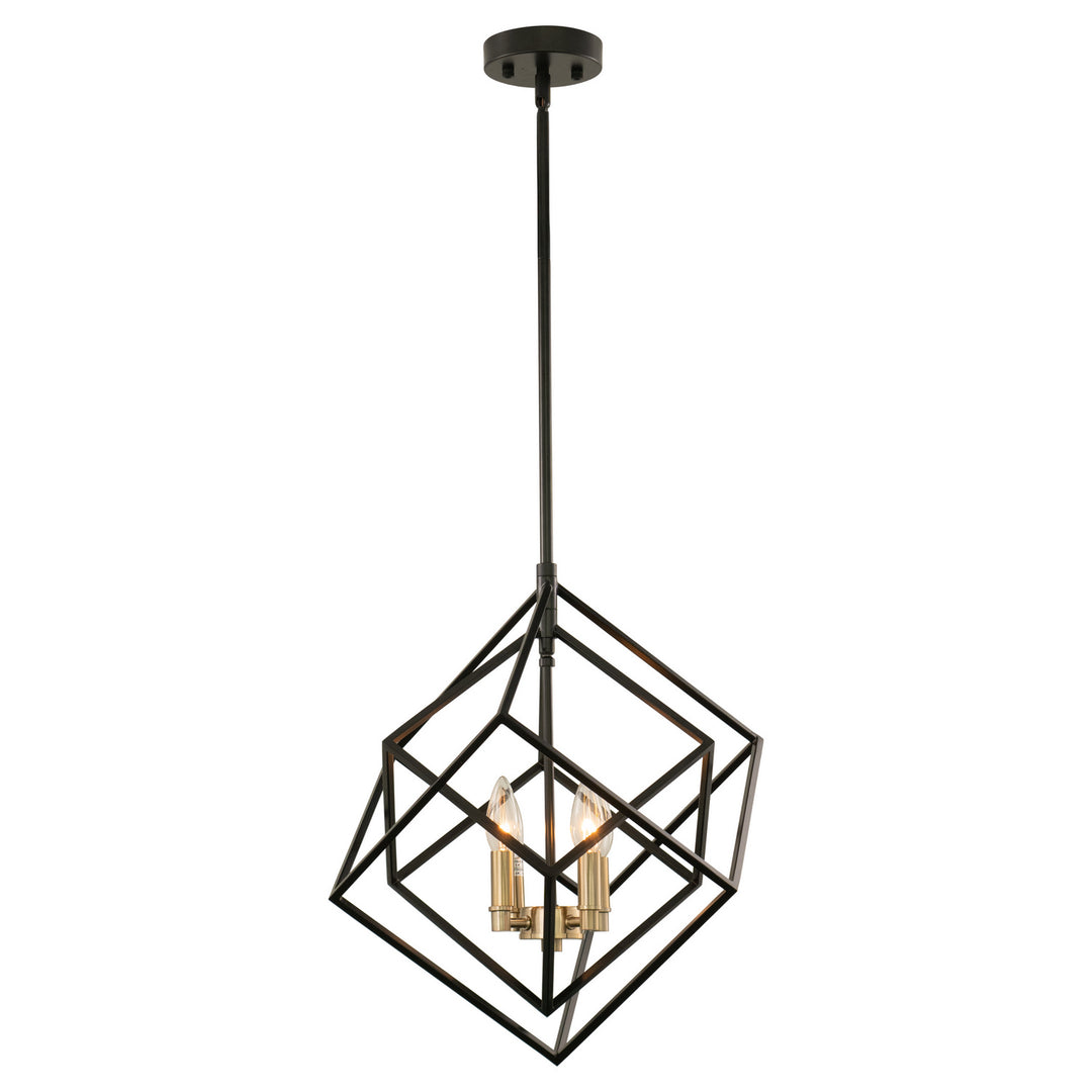 Rad Four Light Pendant in Black and Natural Brass