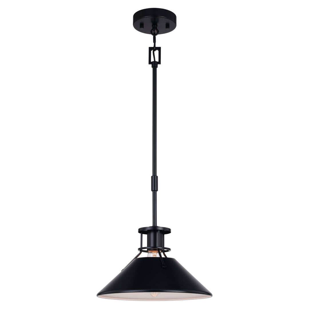 Canton One Light Pendant in Black and Matte White