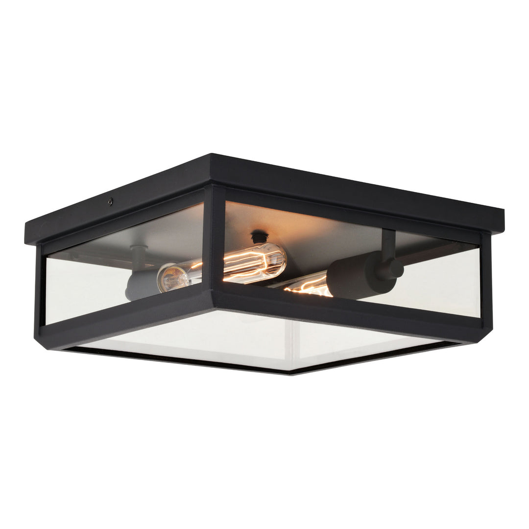 Kinzie Two Light Outdoor Flush Mount in Textured Black