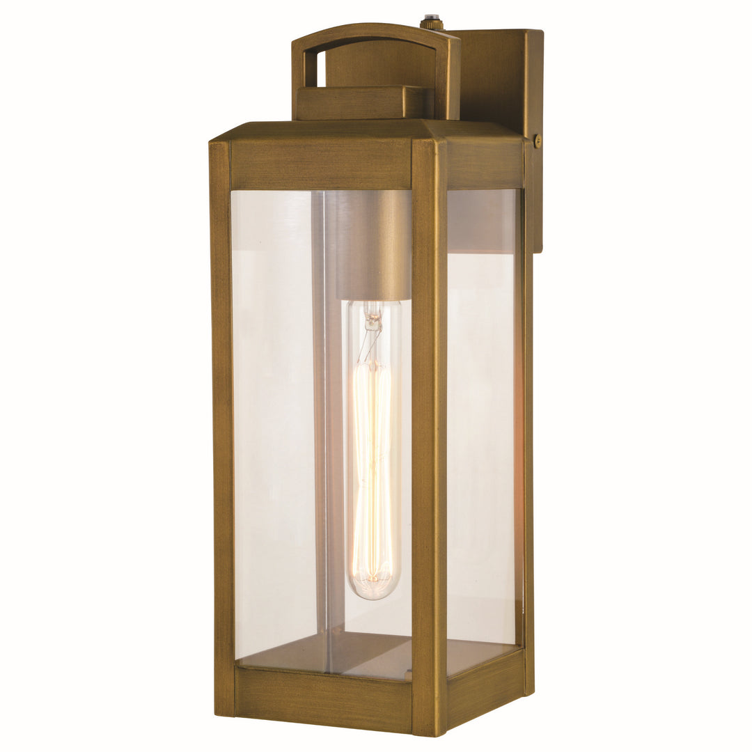 Kinzie One Light Outdoor Wal Mount in Vintage Brass