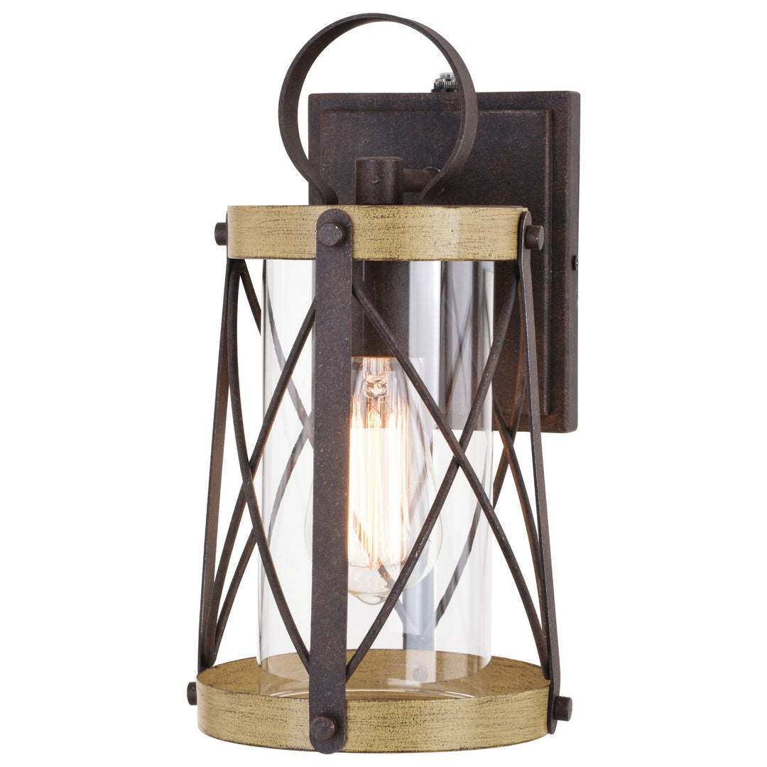 Harwood One Light Outdoor Wall Mount in Oxidized Iron and Burnished Elm
