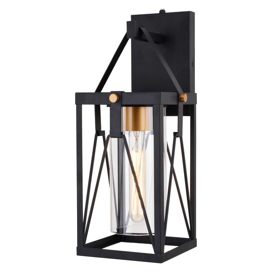 Evanston One Light Outdoor Wal Mount in Matte Black and Light Gold