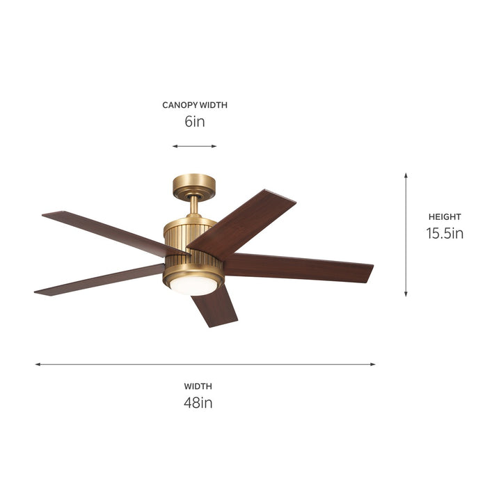 Kichler Canada - 300048NBR - 48"Ceiling Fan - Brahm - Natural Brass