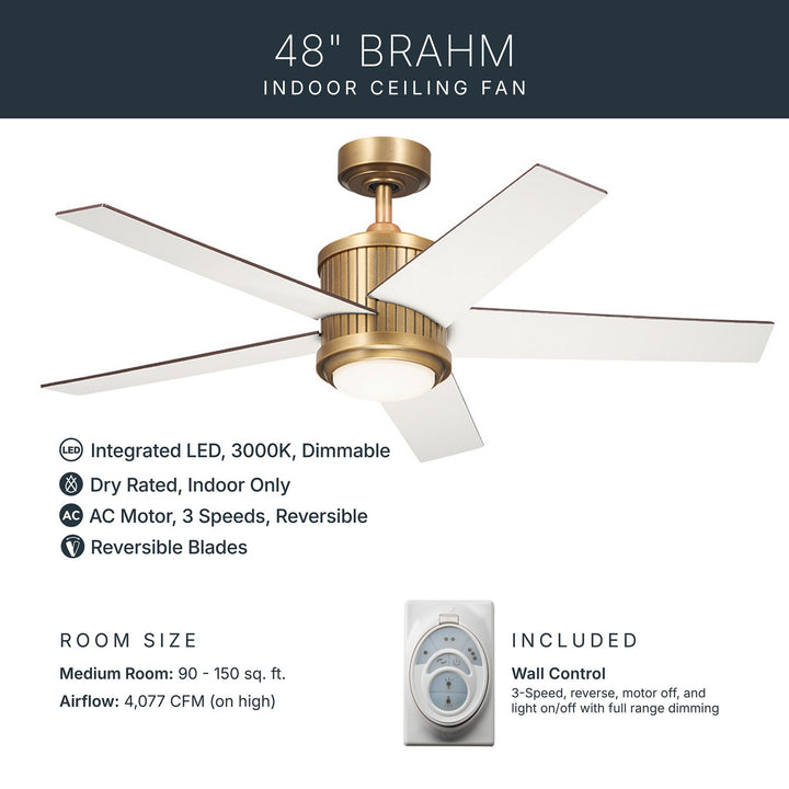 Kichler Canada - 300048NBR - 48"Ceiling Fan - Brahm - Natural Brass