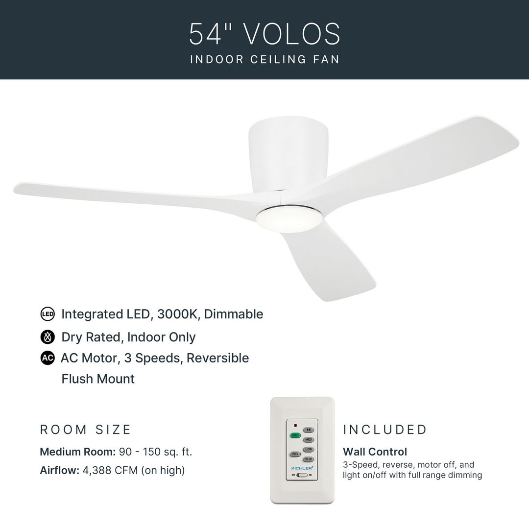 Kichler Canada - 300154MWH - 54" Ceiling Fan - Volos - Matte White