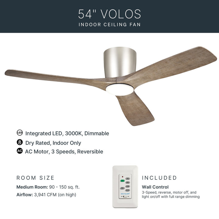 Kichler Canada - 300154NI - 54" Ceiling Fan - Volos - Brushed Nickel