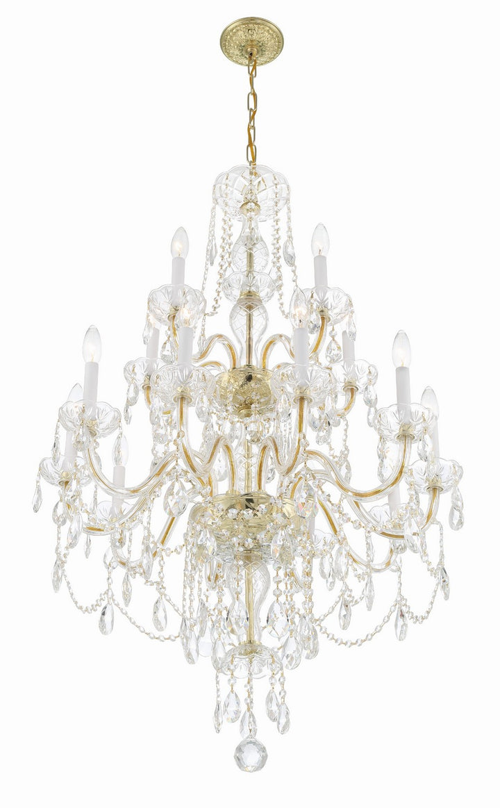 Crystorama - 1155-PB-CL-MWP - 15 Light Chandelier - Traditional Crystal - Polished Brass