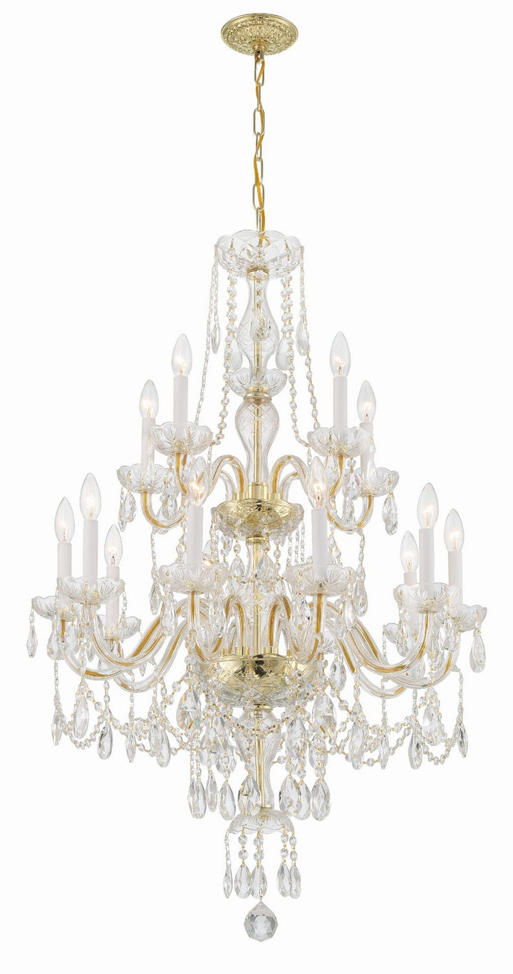 Crystorama - 1155-PB-CL-MWP - 15 Light Chandelier - Traditional Crystal - Polished Brass