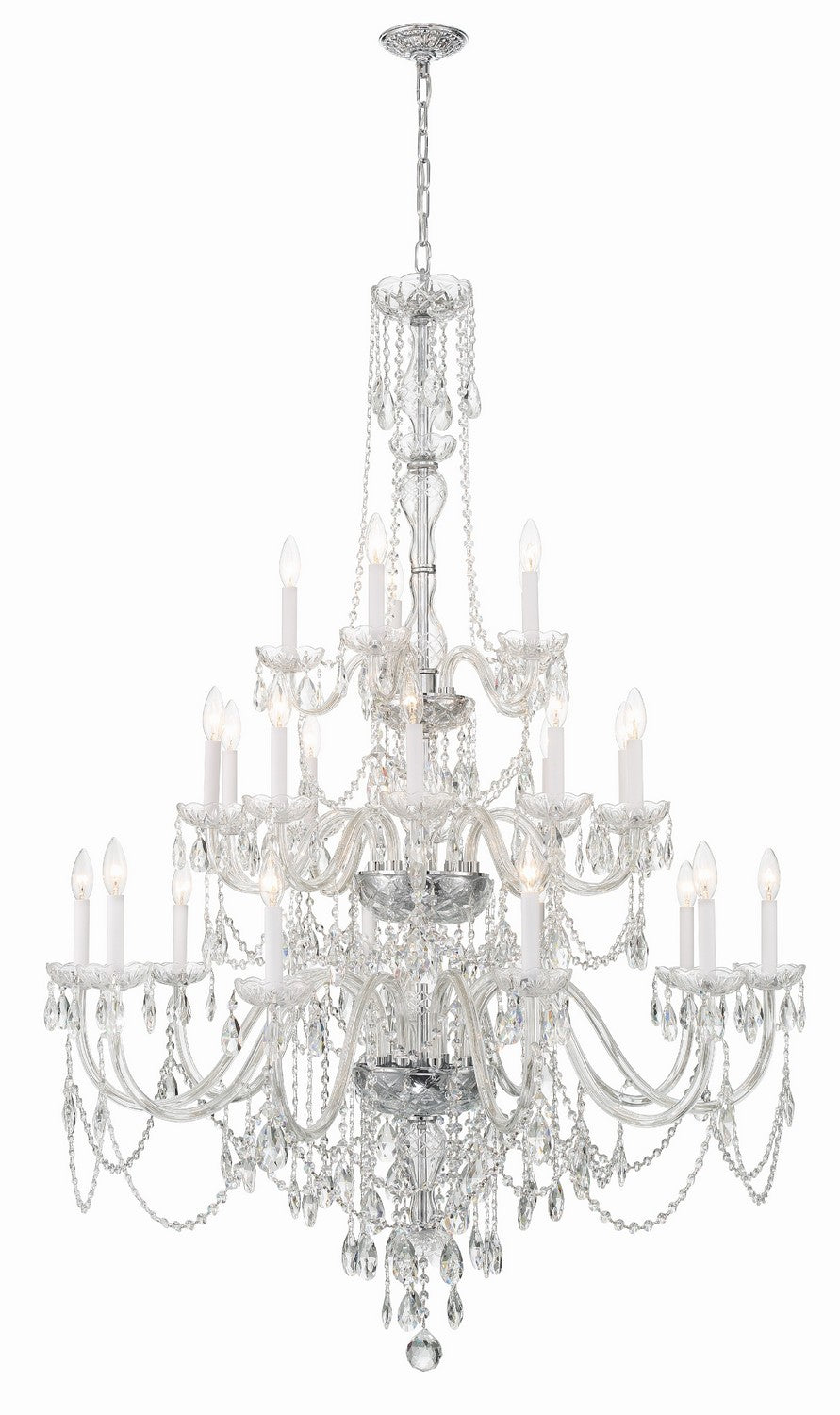 Traditional Crystal 25 Light Chandelier in Polished Chrome - available from The Lighting Shoppe, trusted by Canadian homeowners