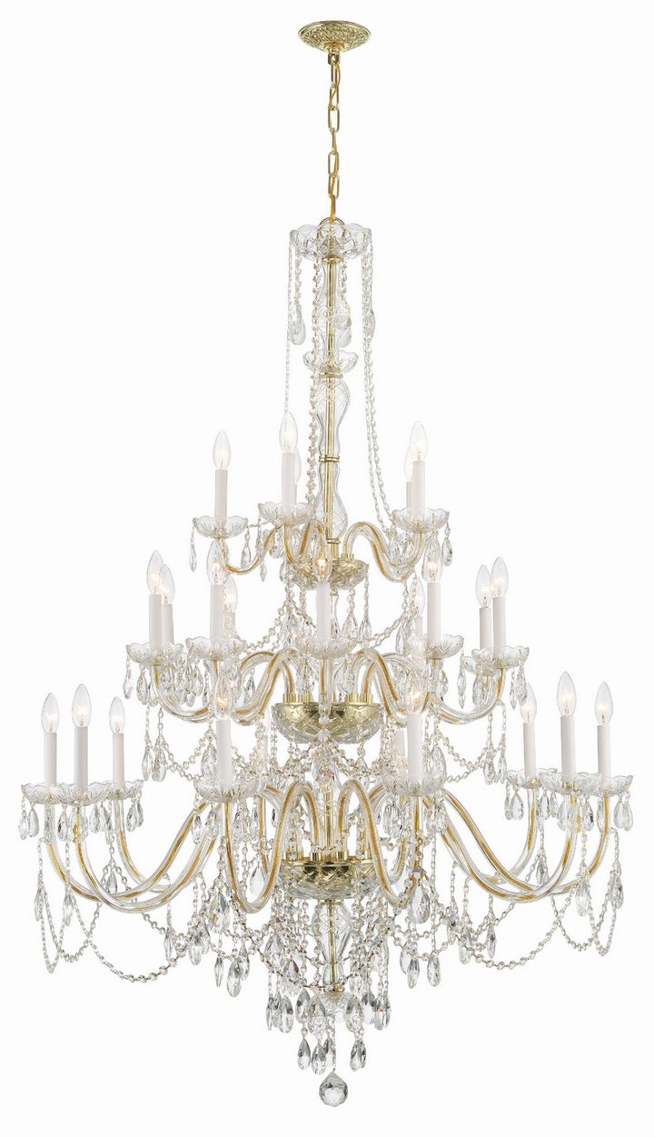Traditional Crystal 25 Light Chandelier in Polished Brass - available from The Lighting Shoppe, trusted by Canadian homeowners