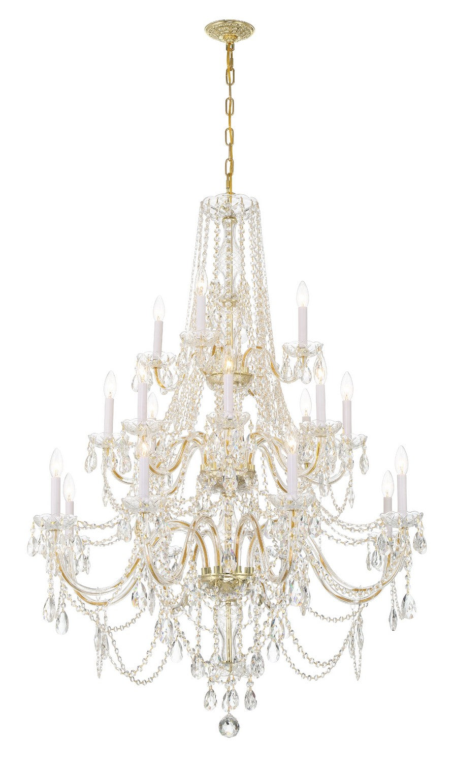 Traditional Crystal 20 Light Chandelier in Polished Brass - available from The Lighting Shoppe, trusted by Canadian homeowners