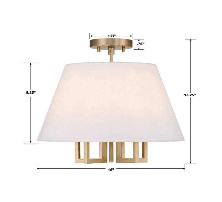 Crystorama - 2255-VG_CEILING - Five Light Semi Flush Mount - Westwood - Vibrant Gold