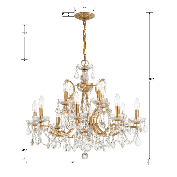 Crystorama - 4456-GA-CL-MWP - 12 Light Chandelier - Filmore - Antique Gold