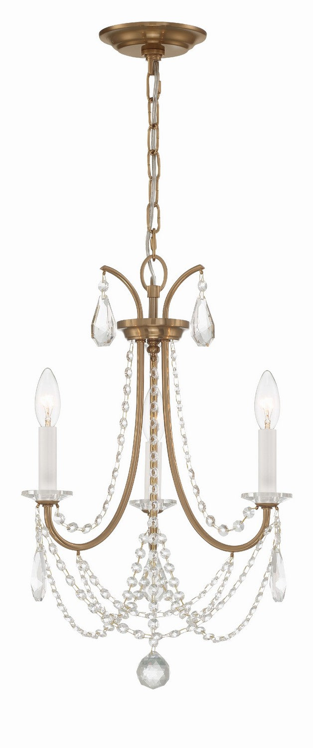 Karrington Three Light Mini Chandelier in Aged Brass - available from The Lighting Shoppe, trusted by Canadian homeowners