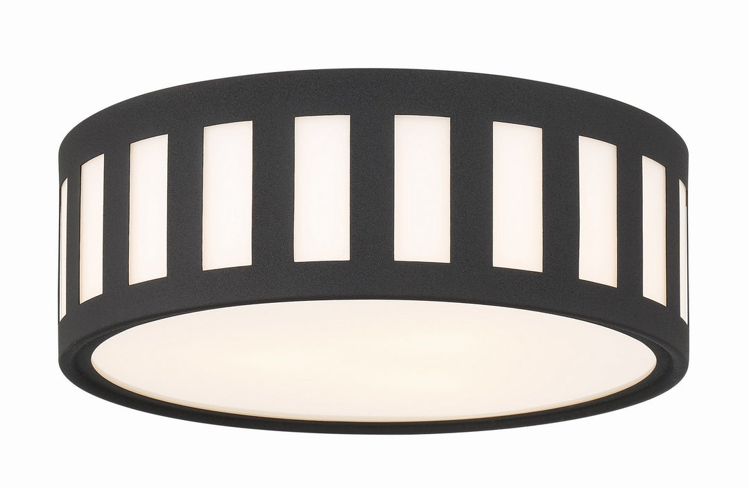Kendal Three Light Flush Mount in Black Forged - available from The Lighting Shoppe, trusted by Canadian homeowners