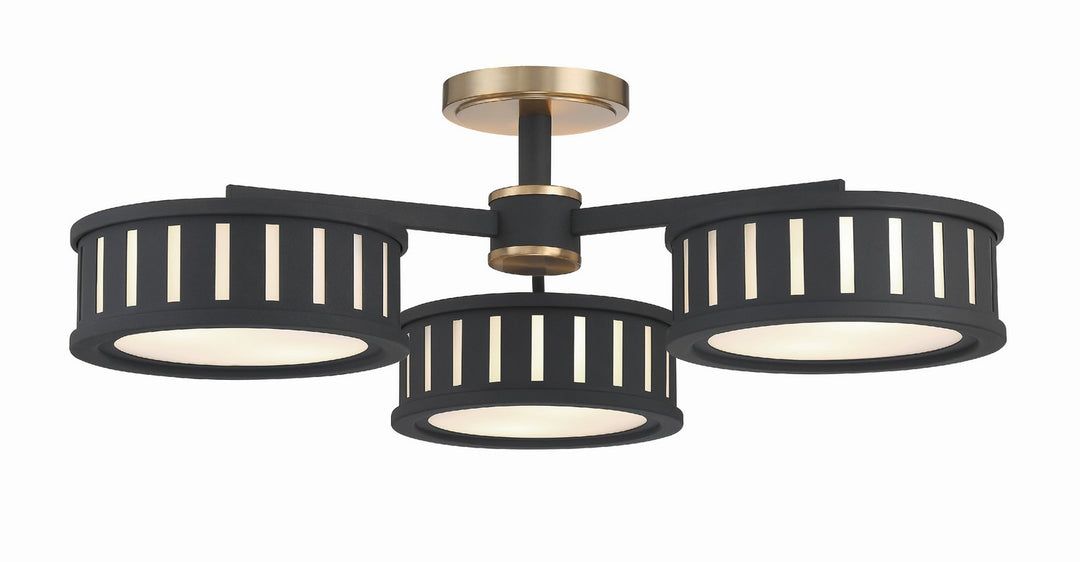 Kendal Six Light Semi Flush Mount in Vibrant Gold + Black Forged - available from The Lighting Shoppe, trusted by Canadian homeowners