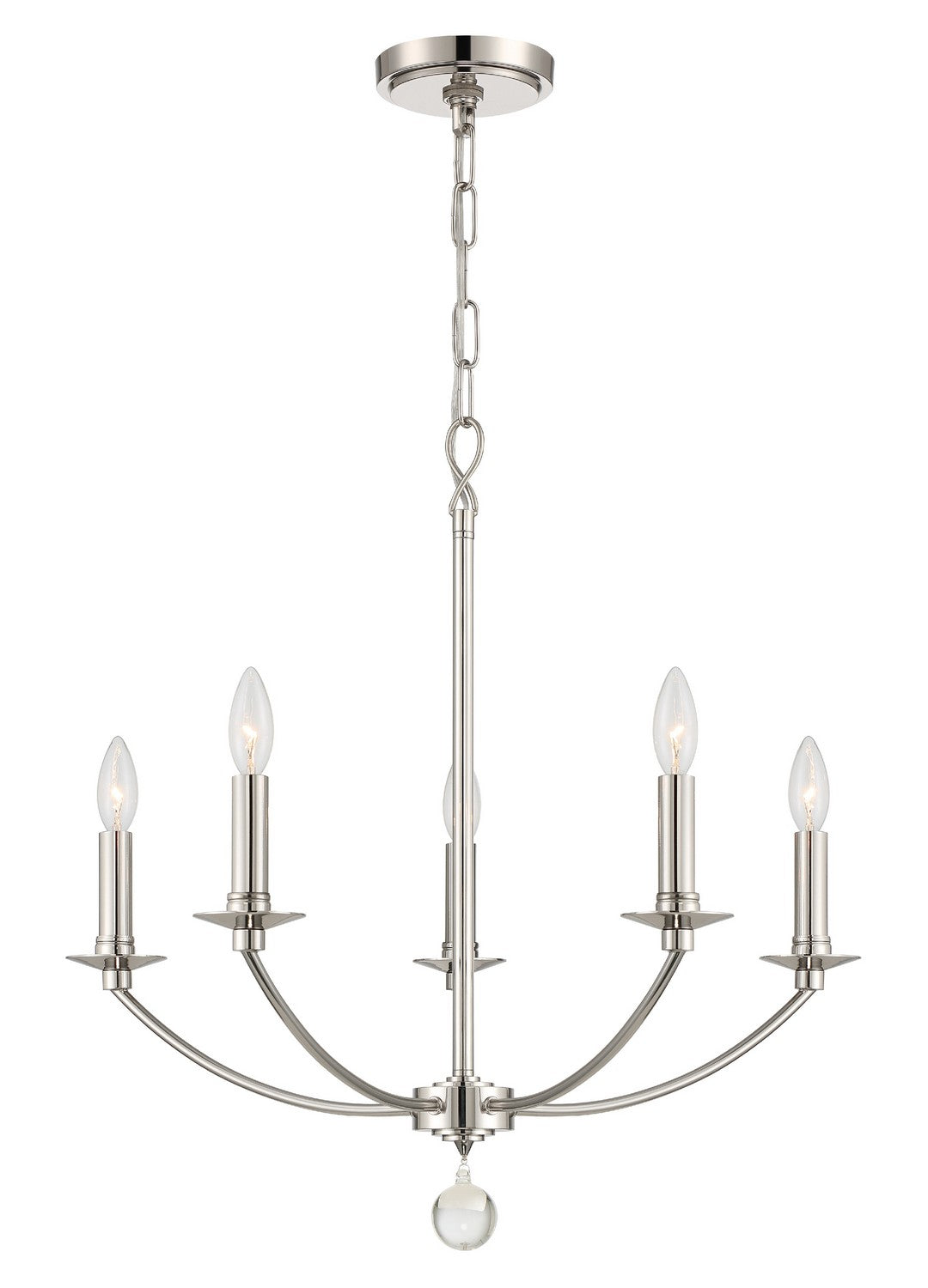 Mila Five Light Chandelier in Polished Nickel - available from The Lighting Shoppe, trusted by Canadian homeowners