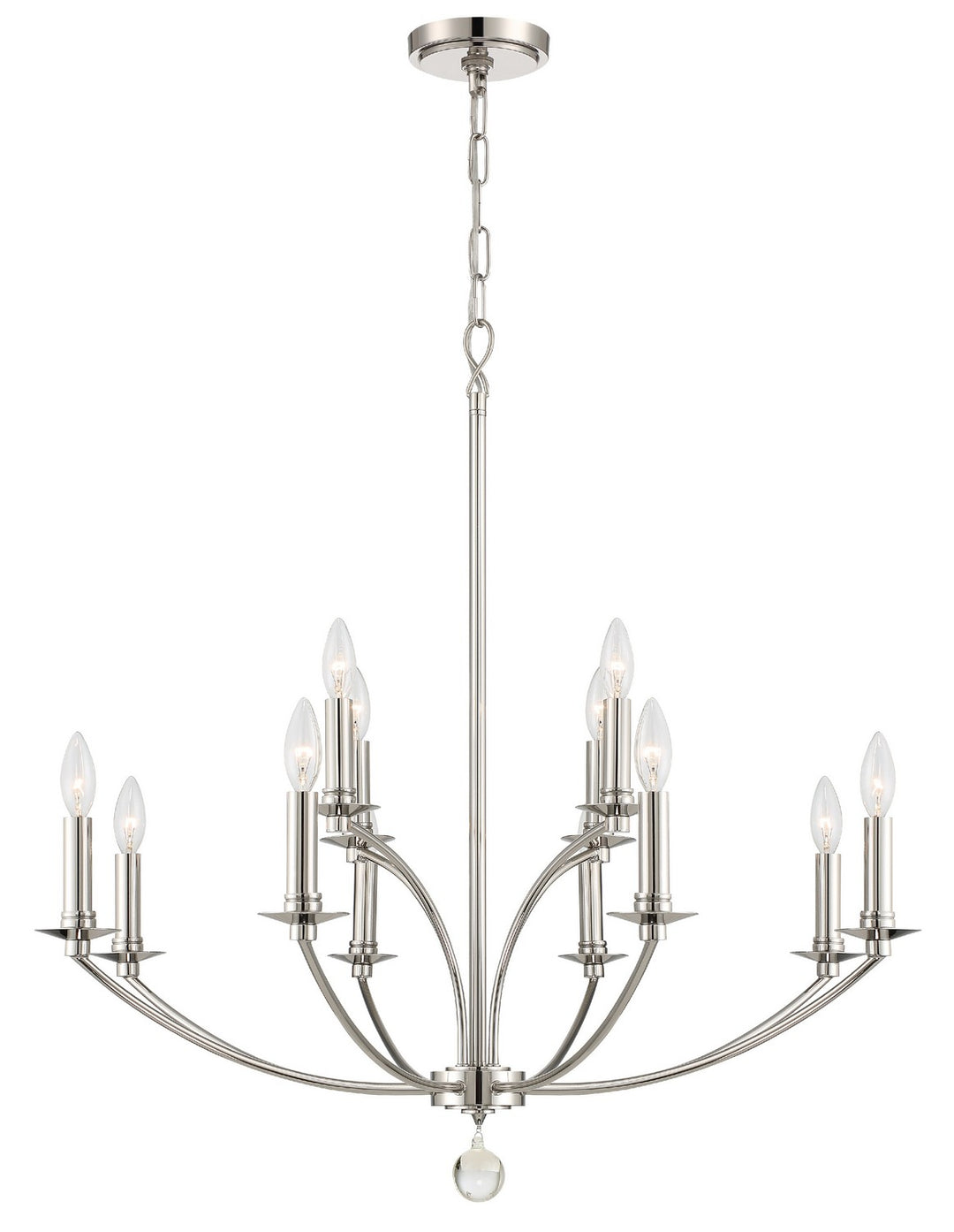Mila 12 Light Chandelier in Polished Nickel - available from The Lighting Shoppe, trusted by Canadian homeowners