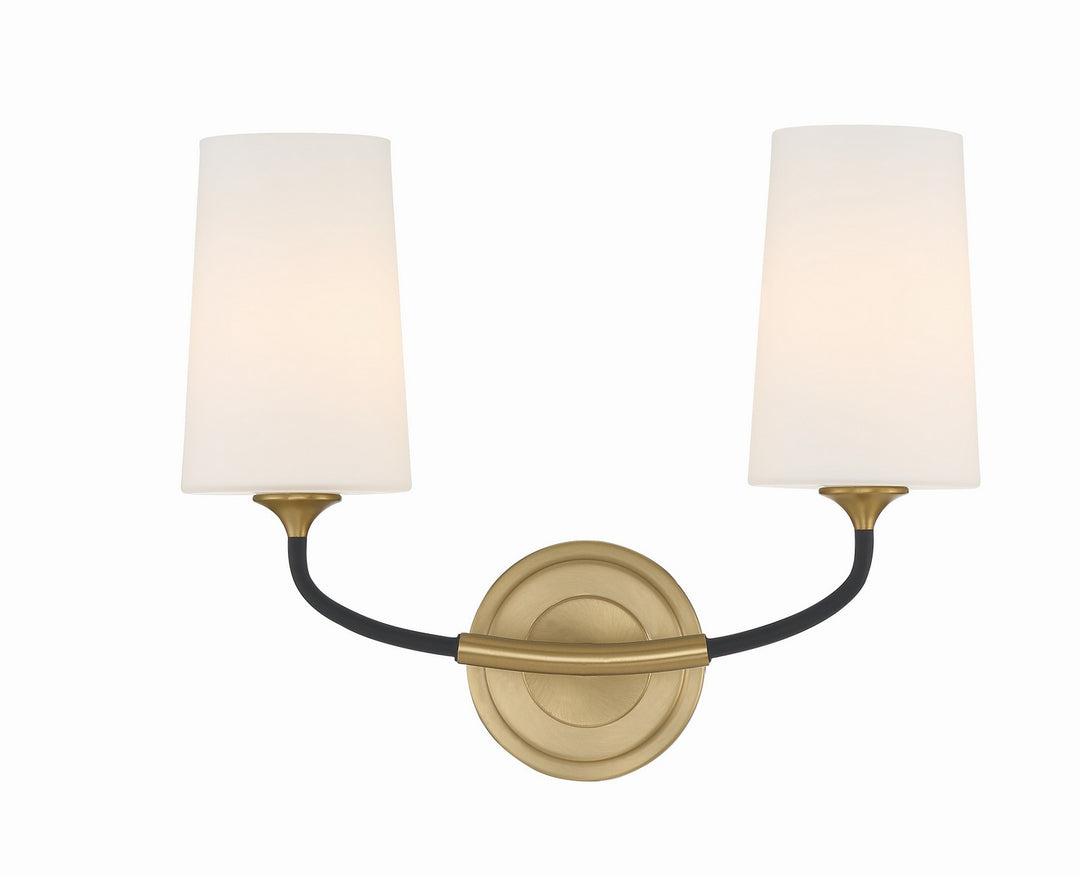 Niles Two Light Wall Sconce in Black Forged + Modern Gold - available from The Lighting Shoppe, trusted by Canadian homeowners