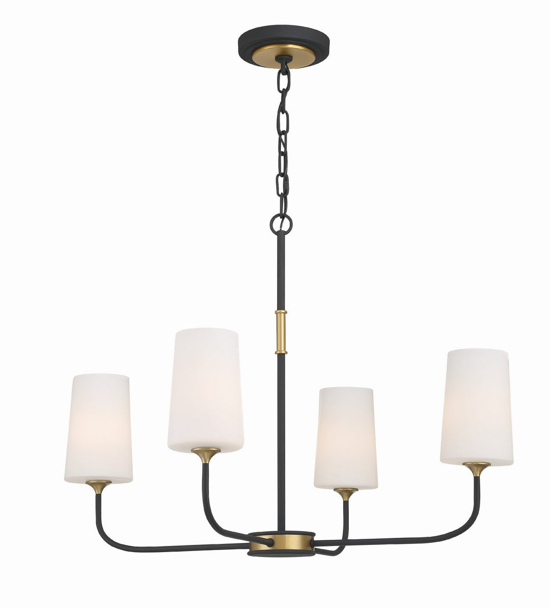 Niles Four Light Chandelier in Black Forged + Modern Gold - available from The Lighting Shoppe, trusted by Canadian homeowners