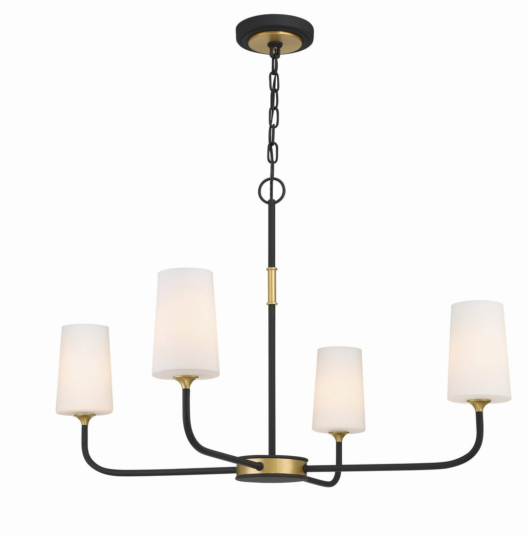 Niles Four Light Chandelier in Black Forged + Modern Gold - available from The Lighting Shoppe, trusted by Canadian homeowners