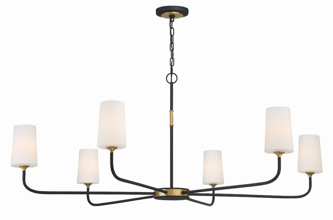 Niles Six Light Chandelier in Black Forged + Modern Gold - available from The Lighting Shoppe, trusted by Canadian homeowners