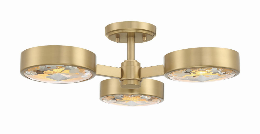 Orson Three Light Semi Flush Mount in Modern Gold - available from The Lighting Shoppe, trusted by Canadian homeowners